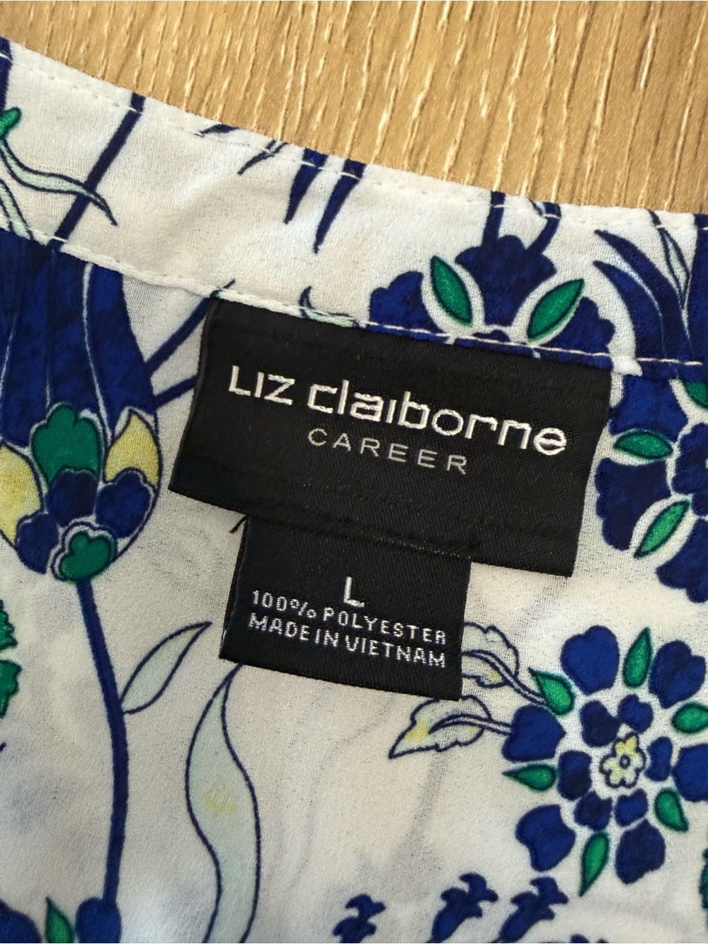 Liz Claiborne White Floral Border Print Tunic with Blue & Green Accents - Picture 2 of 6
